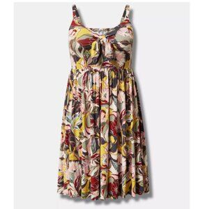 Torrid Mini Super Soft Bow Front Skater Dress -‎ Floral Multi